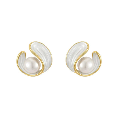 Aretes de Lujo con Ópalo Blanco y Perla en Oro