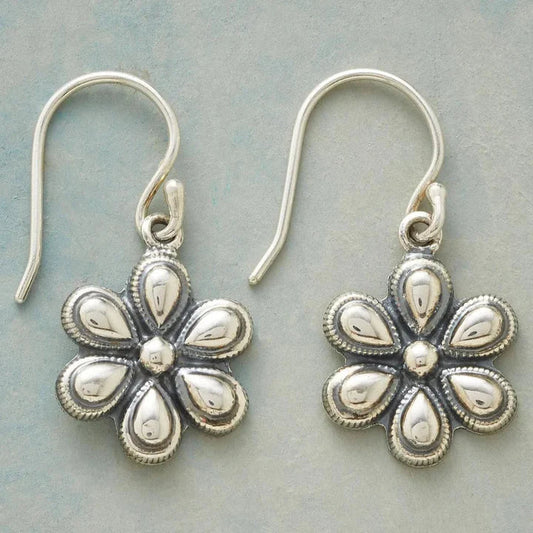 Aretes Florales Plateados Vintage