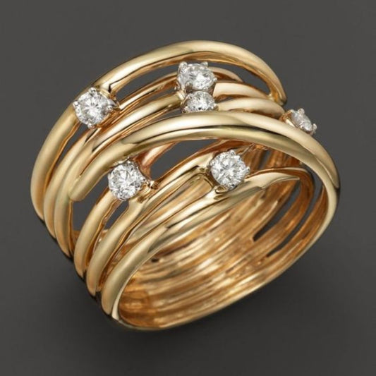 Anillo Vintage con Circonitas Incrustadas en Oro