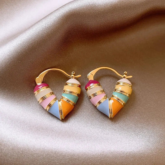 Aretes Corazón Multicolor Elegantes