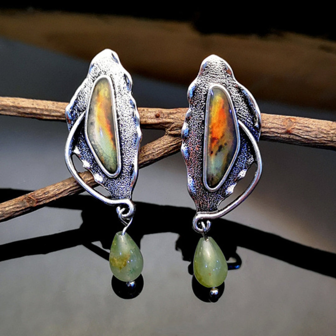 Aretes Vintage con Piedra Verde