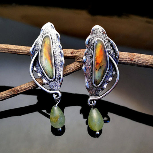 Aretes Vintage con Piedra Verde