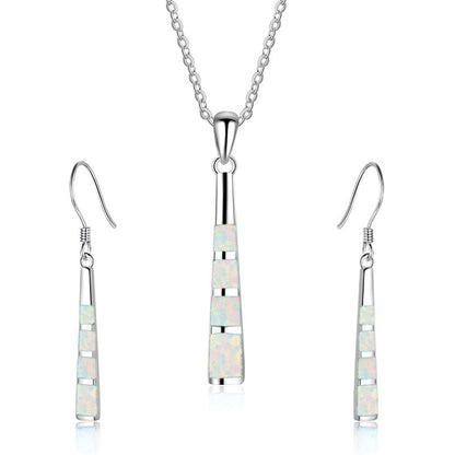 Conjunto Collar + Pendientes de Faro en Plata y Ópalo