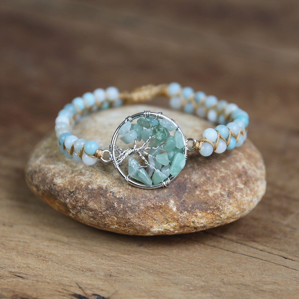 Pulsera de la Familia de Piedras Naturales Hecha a Mano