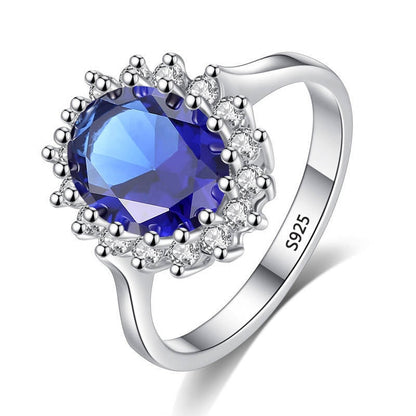 Anillo de Zafiro Azul en Plata
