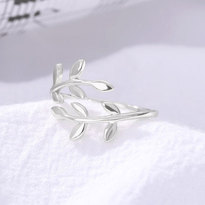 Anillo Ajustable de Hoja en Plata y Oro