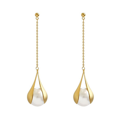 Aretes Colgantes con Perlas de Lujo