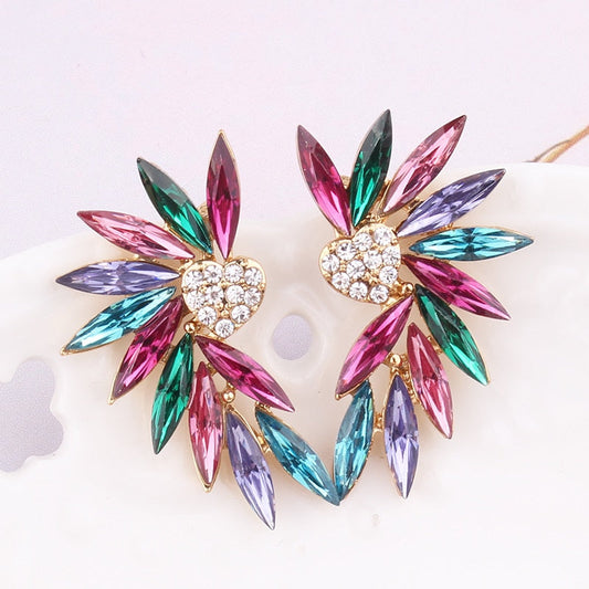 Pendientes Alas de Corazón en Brillantes multicolor