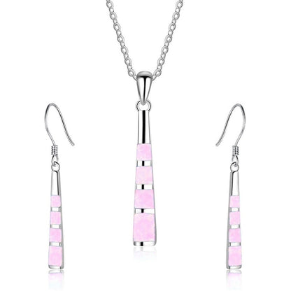 Conjunto Collar + Pendientes de Faro en Plata y Ópalo