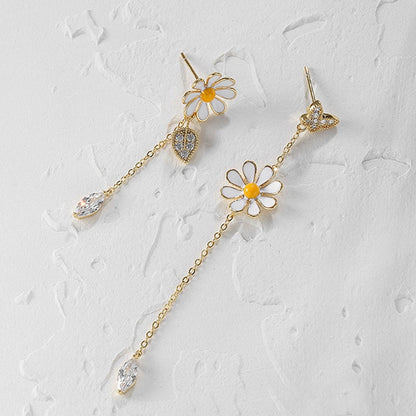 Pendientes Largos de Margaritas en Oro