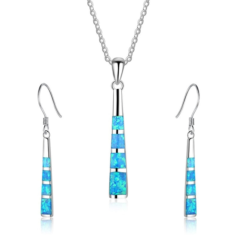 Conjunto Collar + Pendientes de Faro en Plata y Ópalo