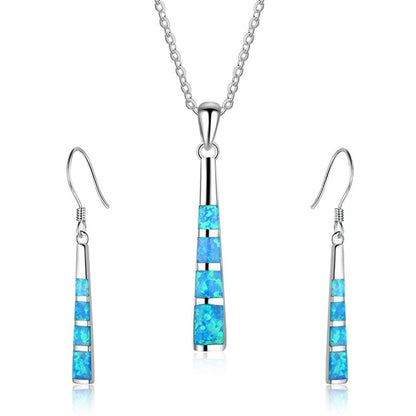Conjunto Collar + Pendientes de Faro en Plata y Ópalo