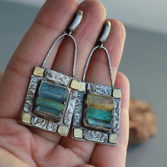 Pendientes Cristal Verde Azul