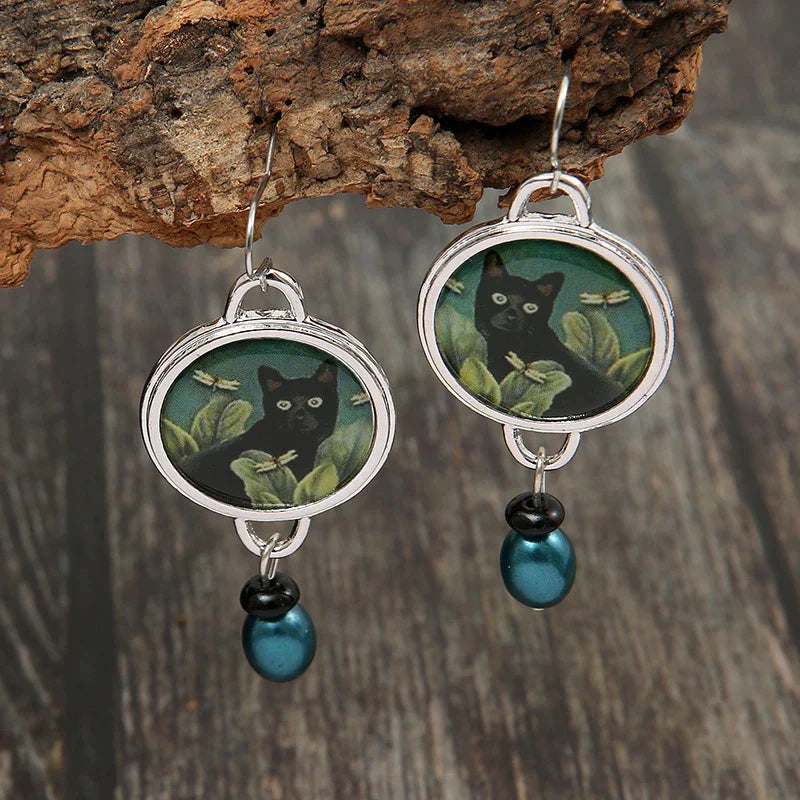 Aretes Vintage de Gatitos en Plata
