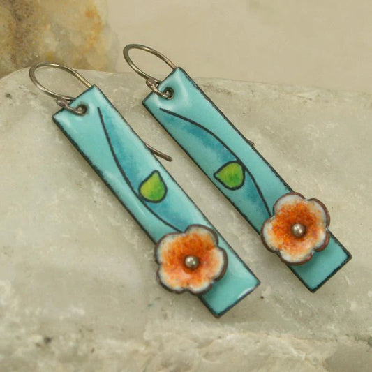 Pendientes de Esmalte Floral