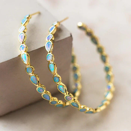 Aros de Ópalo Vintage Dorados