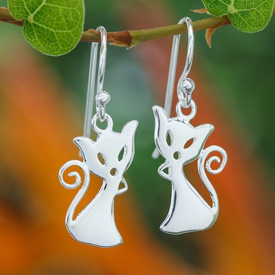 Aretes Gatitos Vintage en Plata