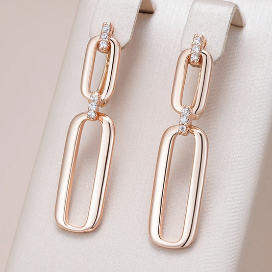 Aretes Colgantes Huecos Dorados