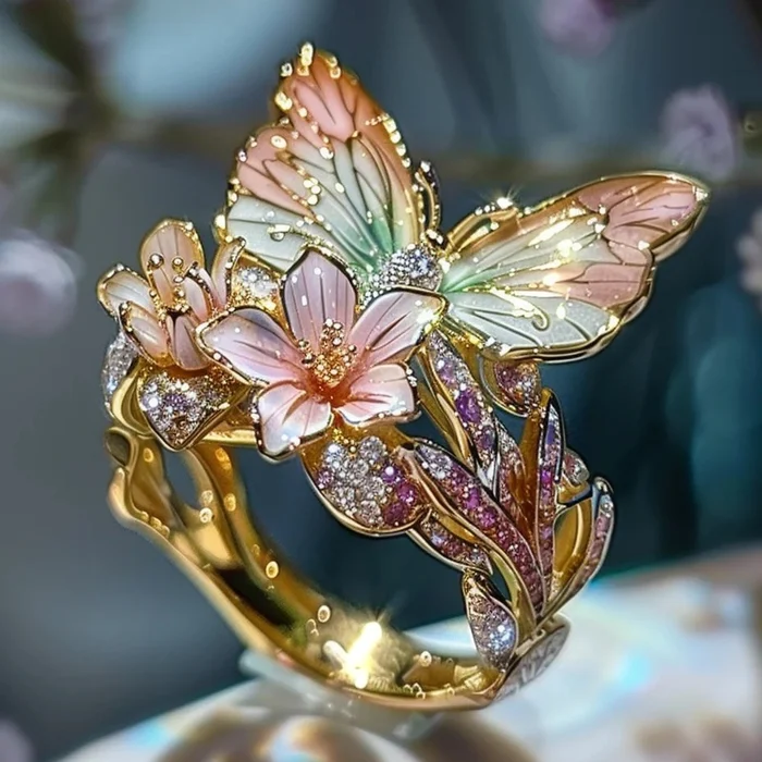 Anillo Vintage Golden Brimhaven Floral