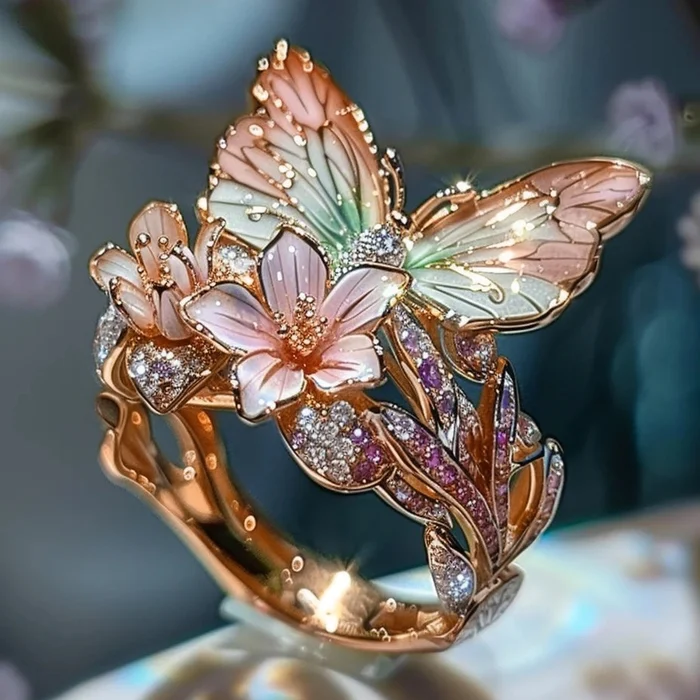 Anillo Vintage Golden Brimhaven Floral
