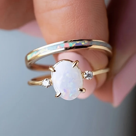 Anillo Ópalo Blanco Vintage
