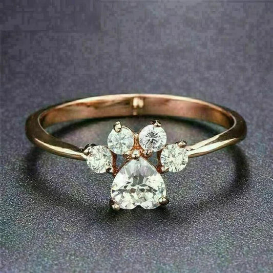 Anillo Patita Brillante en Oro Vintage