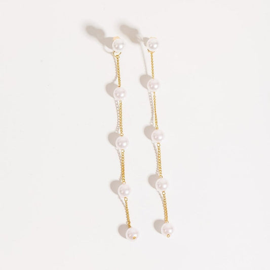 Pendientes de Perlas Estilo Caída en Oro