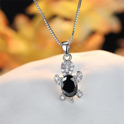 Colgante de Tortuga en Zirconio Ovalado y Plata